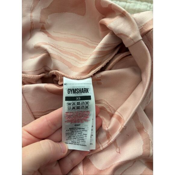 Gymshark GS Power Bottoms Light Pink Marble Print Gym Pants Joggers High Waist S - Picture 7 of 7